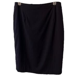 Talbots Skirt Womens 12 Midi 100% Wool Black Pencil Office Workwear Corpcore